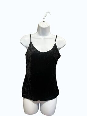 Platinum Lingerie Black Velour Camisole Y2K Tank Top - Size L